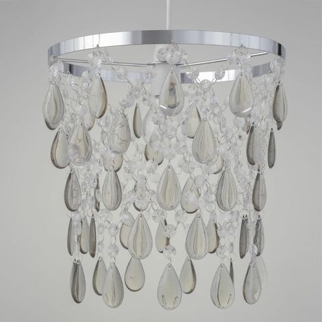 main image of "Rose Gold Or Smoke Acrylic With Polished Chrome Plate Detail Jewelled Easy Fit Ceiling Lightshade Lampshade Pendant Chandelier Height 28 cm Diameter 28 cm LED Compatible Crystal Style"