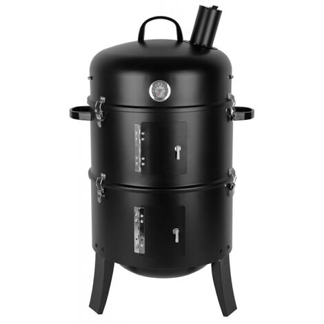 CHEFGASTRO SMOKEY JOE Holzkohlegrill und Räucherofen 3 in 1 aus rostfreier Stahl Grillfläche ca. Ø 40 cm Thermometer HxB: 78x44cm