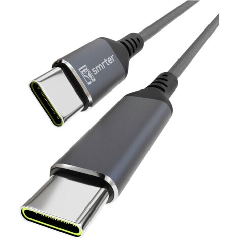 Smrter Câble USB-C USB 2.0 USB-C® mâle, USB-C® mâle 2.00 m anthracite avec fonction OTG, rond, gaine textile SMRTERSPEEDY100LAT V567683