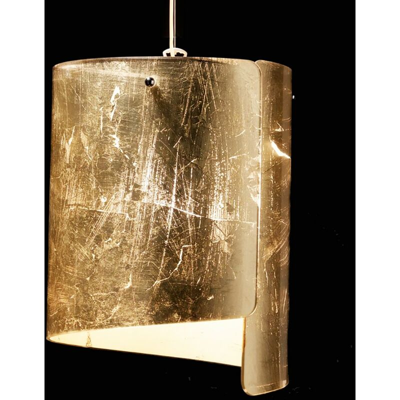Selene Illuminazione - Sn-papyrus 0385 e27 lustre led 26cm verre décoré feuille d'or argent classique suspension d'intérieur ip20, verre feuille d'or