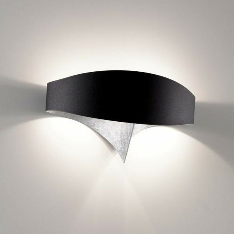 Applique moderno selene illuminazione scudo 1003 g9 led metallo lampada parete, finition métal feuille noir-argent - Feuille noir-argent