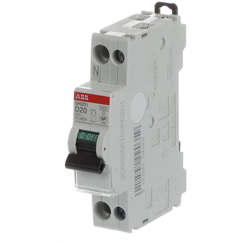 ABB - Disjoncteur Ph+N Courbe d raccordement Vis 20A-6Ka 2CSS255102R0201 470664