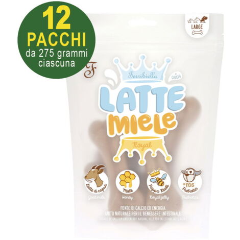 Snack 12 buste misura L da 55 g cad: Snack Latte e miele per cani adulti di grande taglia 12 buste da 275g ciascuna
