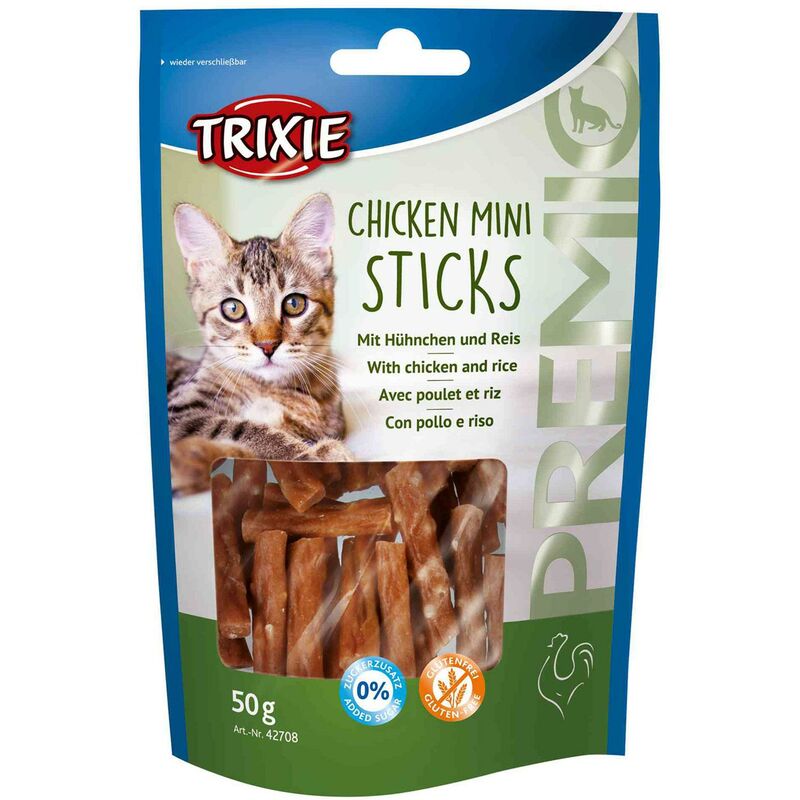 

Snack PREMIO Chicken Mini Sticks,Chicken/Rice,50 g - Trixie