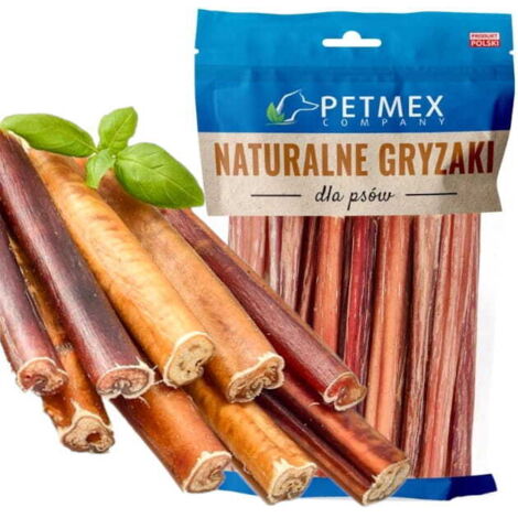 Snack masticabile naturale per cani Petmex a base di peni di vitello essiccati, 15 cm, 20 pezzi