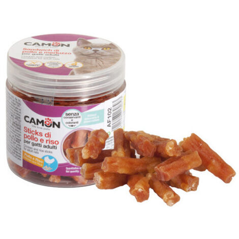 Snack para gatos Camon Stick Pollo y Arroz 60g – Con taurina, sin gluten, 6 piezas