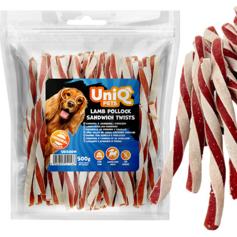 Snack per cani, panino con agnello e merluzzo UniQ Pets 500g