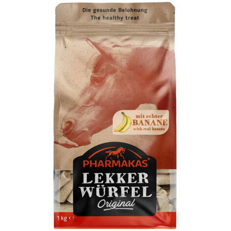 Snack per cavalli 100% naturali al gusto BANANA Pharmakas lekkerwurfel Banana 1 kg