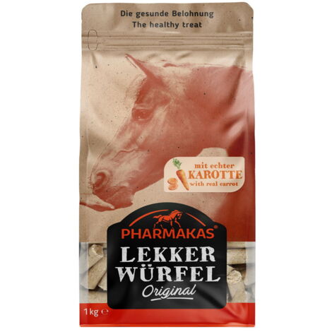 Snack per cavalli 100% naturali al gusto CAROTA Pharmakas lekkerwurfel Carrots 1 kg