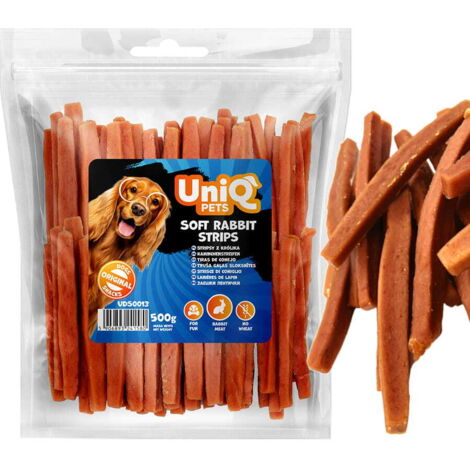 Snack prelibato per cani: Strisce di coniglio UniQ Pets 500g
