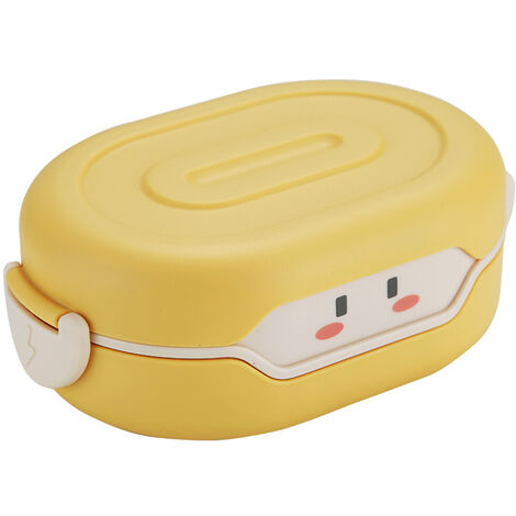 Snackbox für Kinder – Brotdose mit 2 Fächern – BPA-freie Bento Box – für Schule und Kindergarten – 780ML (Gelb, 1 Stück)