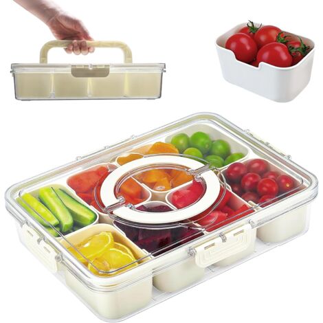 Snackbox mit 8 Fächern – Snacktablett mit Deckel und Griff – Ideal für Süßigkeiten, Obst, Nüsse und Kekse – Für Zuhause, Partys und Picknicks