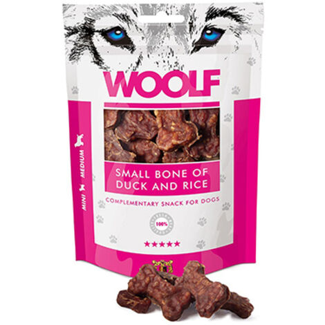 SNACKS WOOLF HUESO DE PATO Y ARROZ, Bolsa 100 gr Pack 5 uds