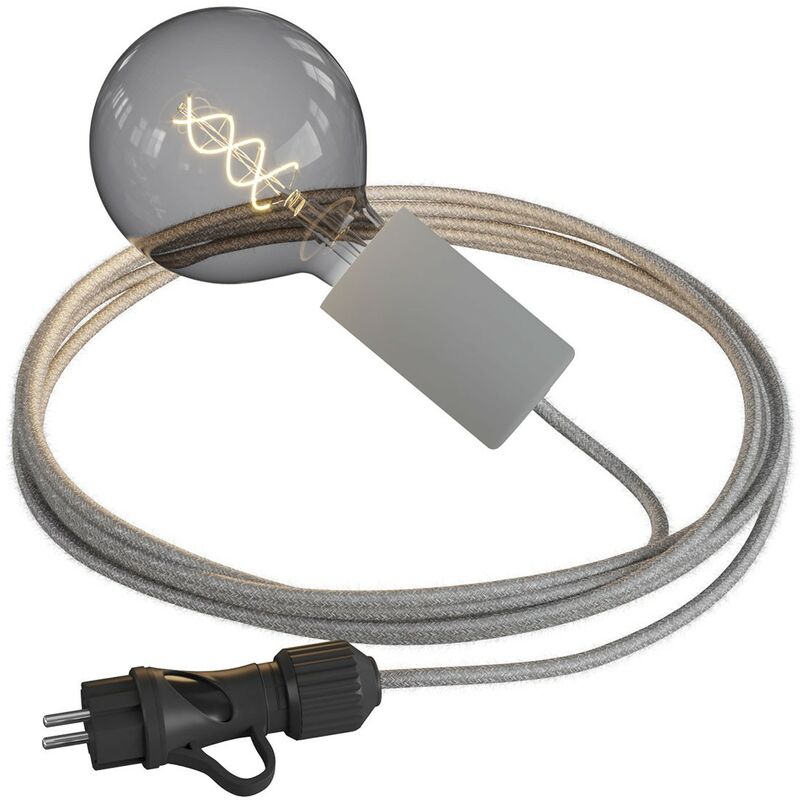 

Creative Cables - Snake Eiva Elegant. Lámpara de exterior portátil con cable textil de 5 m, portalámparas IP65 resistente al agua y enchufe | Sin
