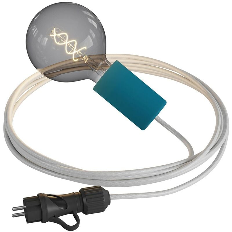 

Creative Cables - Snake Eiva Elegant. Lámpara de exterior portátil con cable textil de 5 m, portalámparas IP65 resistente al agua y enchufe | Sin