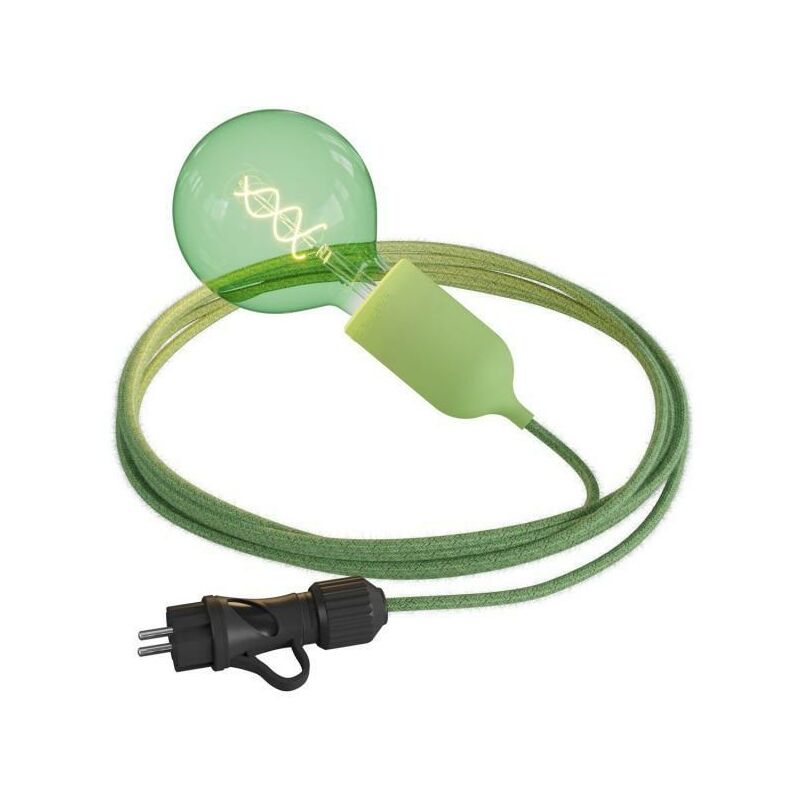 Image of Snake Eiva Pastel, lampada portatile per esterni, 5 m cavo tessile, portalampada IP65 waterproof e spina Senza lampadina - Verde prato - Senza