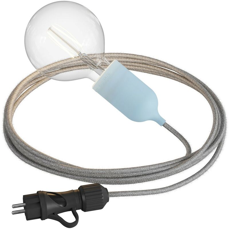 

Creative Cables - Snake Eiva Pastel. Lámpara de exterior portátil con cable textil de 5 m, portalámparas IP65 resistente al agua y enchufe. | Sin