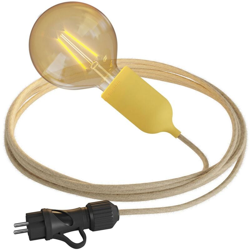 

Creative Cables - Snake Eiva Pastel. Lámpara de exterior portátil con cable textil de 5 m, portalámparas IP65 resistente al agua y enchufe. | Con