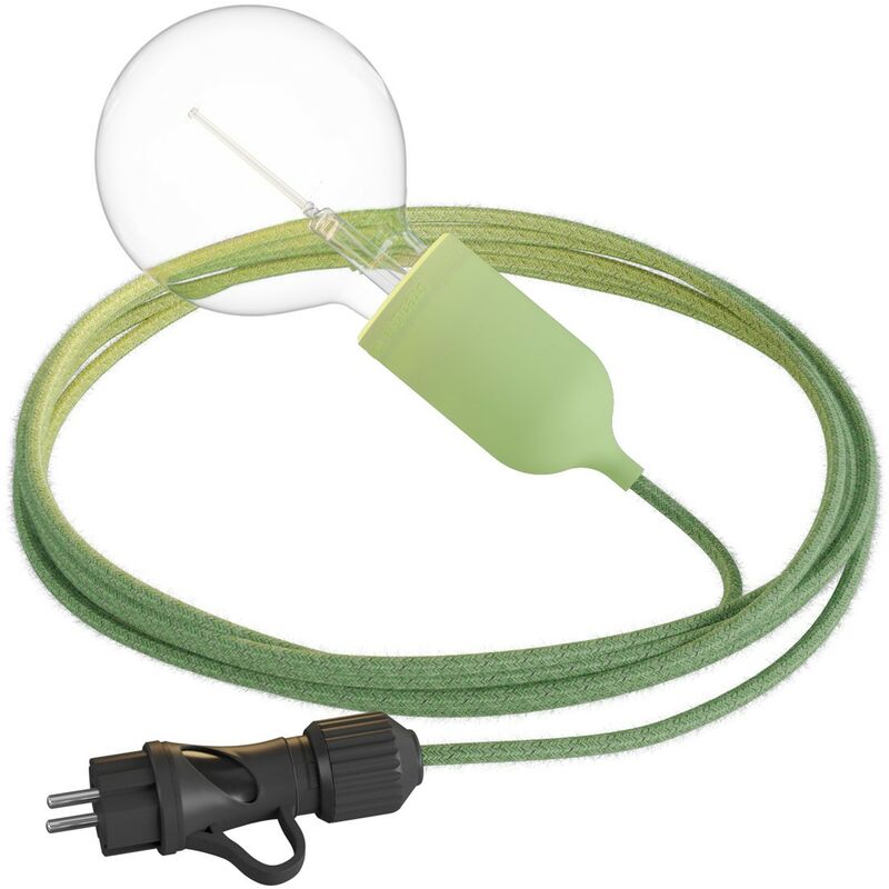 

Creative Cables - Snake Eiva Pastel. Lámpara de exterior portátil con cable textil de 5 m, portalámparas IP65 resistente al agua y enchufe. | Con