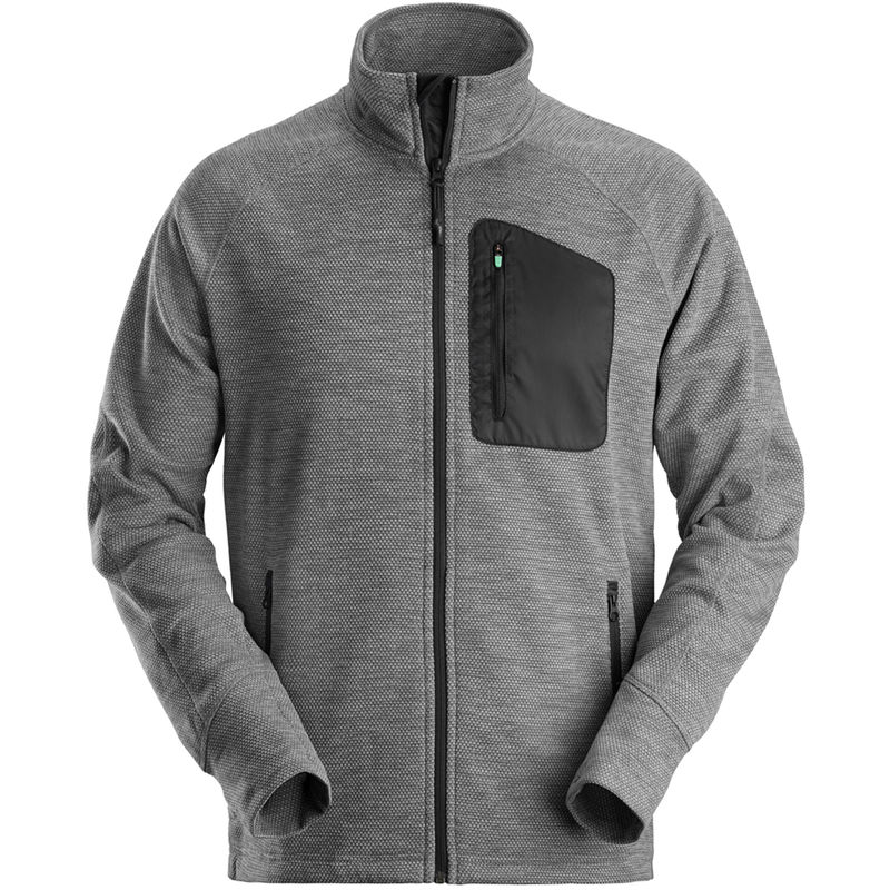 Image of 80421804005 Grey/Black FlexiWork Fleece Jacket Size Medium - Snickers
