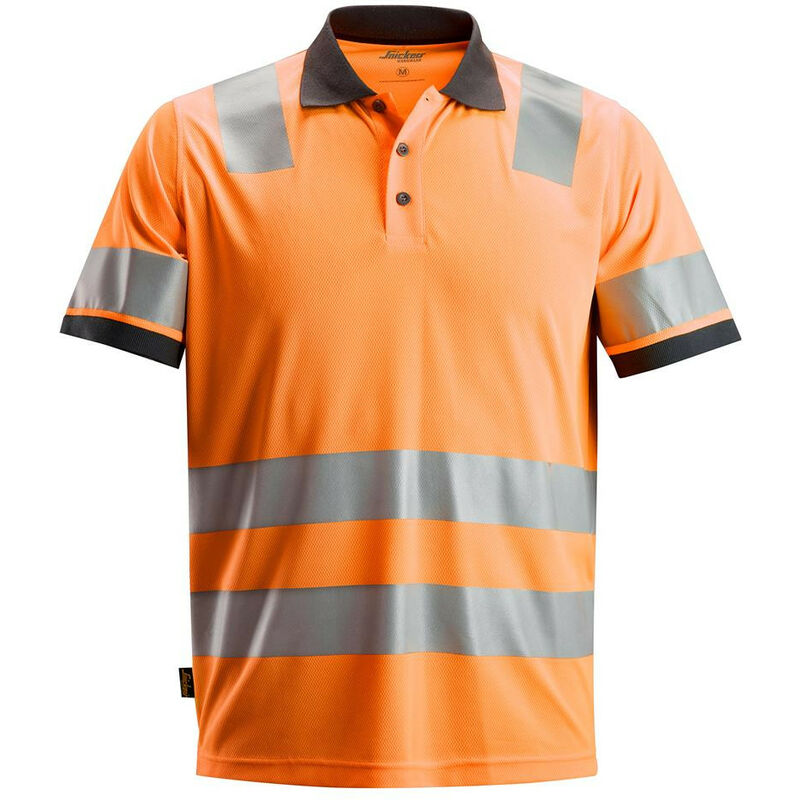 Image of AllroundWork Hi-Vis Polo Shirt, Class 2, Orange Large - Orange - Snickers