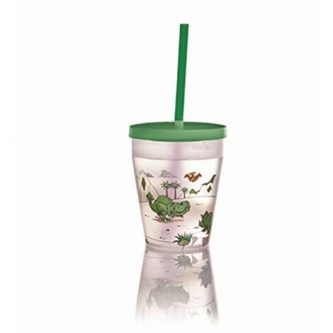 Snips Bicchiere con Cannuccia con Decoro Dinosauro 385ml
