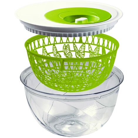 Snips Centrifuga per Insalata Madame Butterfly 4 LT-Colore BPA free-100% Made in Italy, Bianco e Verde, 4 L, 4 unità