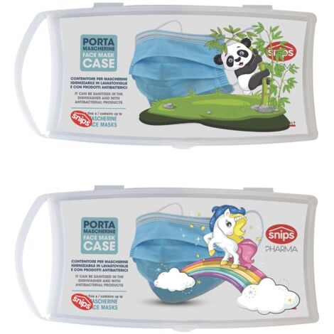 Snips Porta Mascherine Kids-Bambino Made in Italy, Bianco con Decoro (Modelli Assortiti), Piccolo, 1 Pezzo