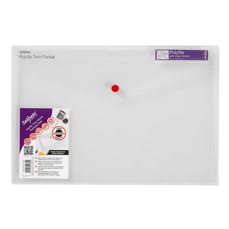 Snopake - Polyfile Twin Pocket Polypropylene Foolscap Clear (Pack 5) - Transparent