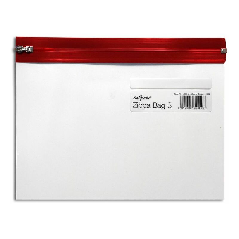 Snopake - Zippa Bag Polypropylene A5 140 Micron Red (Pack 25) - Red