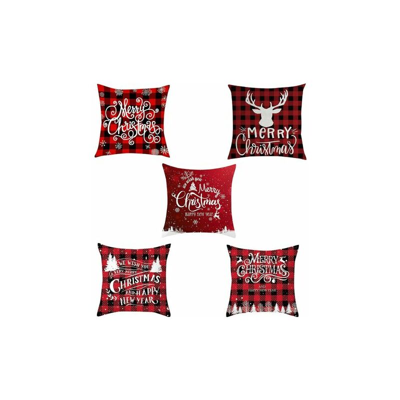 Neige - Snow-5Pcs Home Christmas Decor Cushion Cover Survive Family Pillow Case Throw Pillow