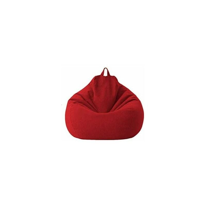 Snow-Bag Sofa Lazy Sofa Cover Recliner Fabric Armchair Slipcovers Chairs Cover Without Filler Seat Pouf Puff Tatami Living Room Furniture (Red, 80