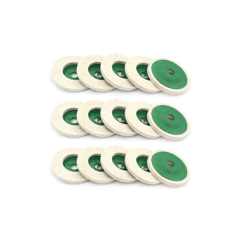 Snow-Buffing Disc, 15 Pcs 4 Inch 100mm Wool Polishing Disc for Angle Grinder Green