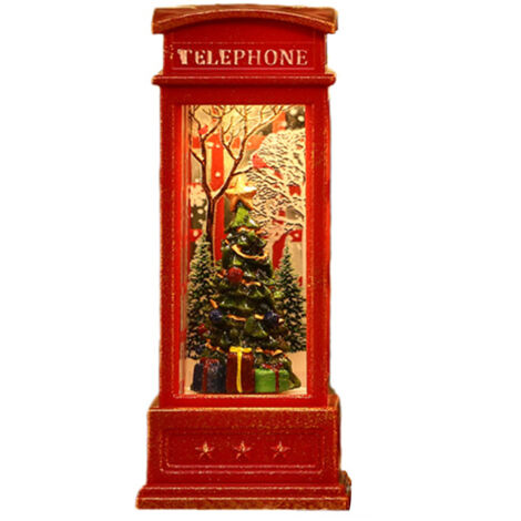 Snow Globe Lantern Telephone Booth Designed Christmas Luminous Ornament for Bar KTV Decoration Christmas Tree
