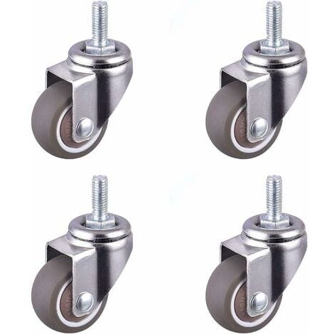 NEIGE Snow Heavy Duty Rubber Swivel Caster with Threaded Stem Chair Casters Replacement Caster Mini Casters for Furniture Heavy Duty Threaded Casters for Trolleys M6x15mm Diameter 25mm Guazhuni 4Pcs