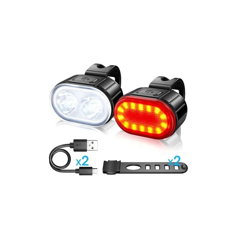 Snow-LED bicycle light, usb rechargeable front and rear lights, IPX5 waterproof led bicycle lights, double bead headlights, suitable for all bicycles