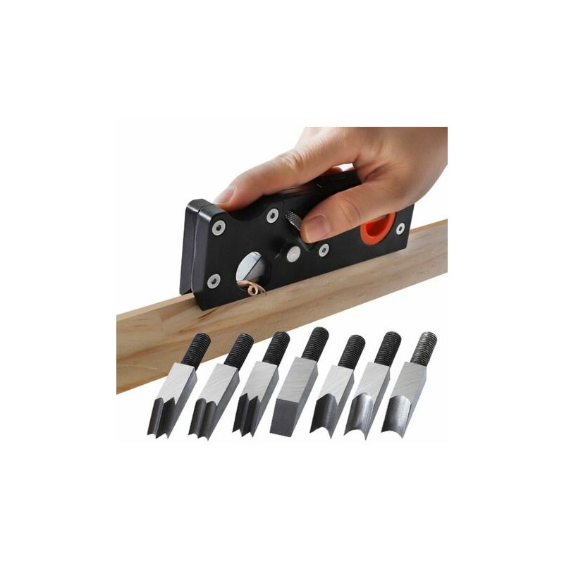 Snow-Professional Woodworking Chamfer Planer with 7 Kinds of Cutter Heads Adjustable Depth Hand Planer 45 Degree Planer