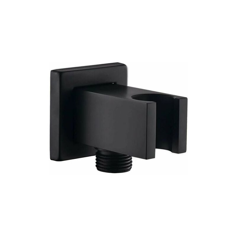 Snow-Wall Connection Elbow with Shower Bracket 1/2' Brass Square Fitting(Black)