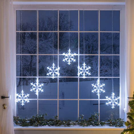 Snowflake Christmas Curtain Lights - Multi Coloured