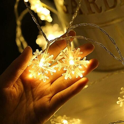 Snowflake modello batteria colore caldo con sfarfallio 6 metri 40 luci LED fiocchi di neve luci stringa Decorazioni natalizie piccole luci