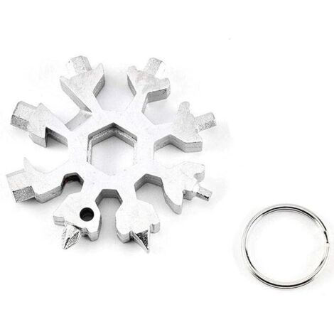 Snowflake Multi-Tool in acciaio inox, apribottiglie, strumento per avventure all'aperto e al chiuso (bianco)