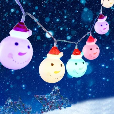 Snowman Christmas Lights, Xmas String Lights Waterproof 10 LEDs, Fairy Strings Battery Operated Indoor Outdoor, DIY Lights Decorations for Home, Garden, Patio Festival Party (Multicolor)