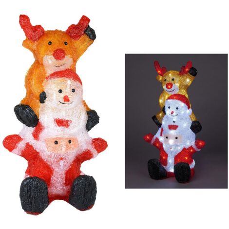 Snowtime 59cm Indoor Outdoor Santa Snowman Reindeer Tower With 60 Ice White LEDs