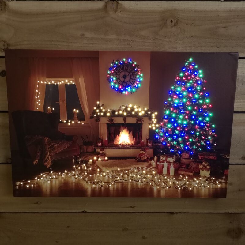 Snowtime 60cm x 40cm Christmas Tree Scene LED Wall Canvas Picture