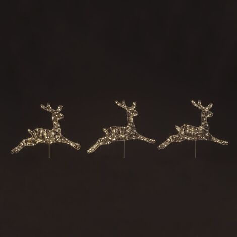 Snowtime Set of 3 Christmas Reindeer Stake Lights With 300 Warm White Led's