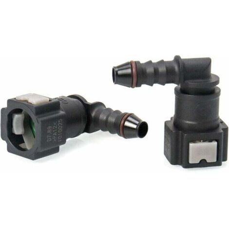 SNQ – Lot de 2 connecteurs de tuyau de carburant – Raccord durite essence 90° – Plastique 7.89mm – Installation rapide sans outil