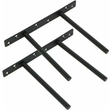 SNQ – Lot de 2 supports invisibles pour étagère flottante – Acier inoxydable noir – Installation murale – Dimensions 200x150mm – 12 chevilles et vis incluses