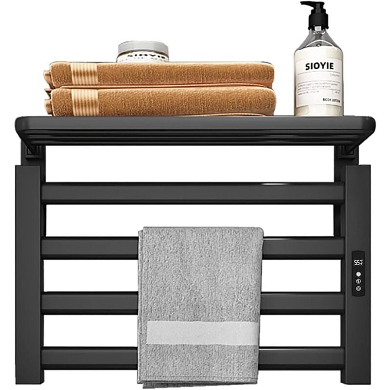 Sèche-Serviettes Électrique Mural Porte-Serviettes Chauffant 80W Basse Consommation IP45 Porte-Serviettes électrique avec Minuterie Radiateur Seche