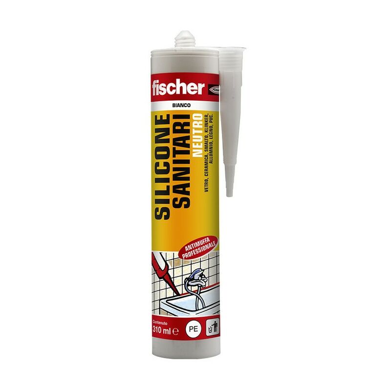 Fischer Sns Silicone Neutro Sanitari, Trasparente, Antimuffa, Per A...