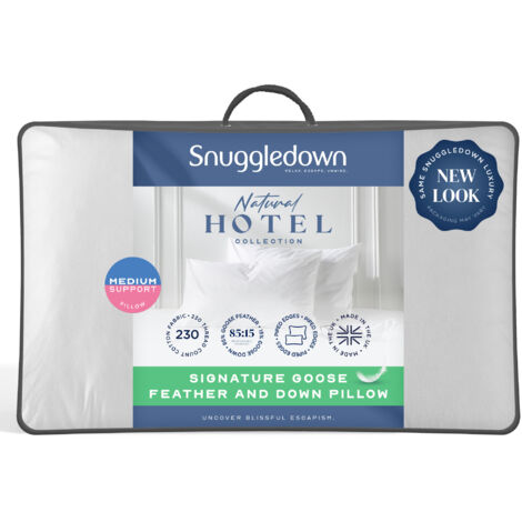 Snuggledown Hotel Goose Feather & Down Pillow, Medium, 1 Pack